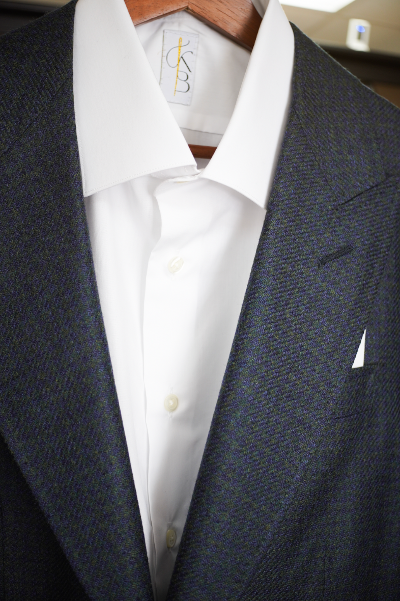 Navy & Hunter Houndstooth Peak Lapel Sport Coat