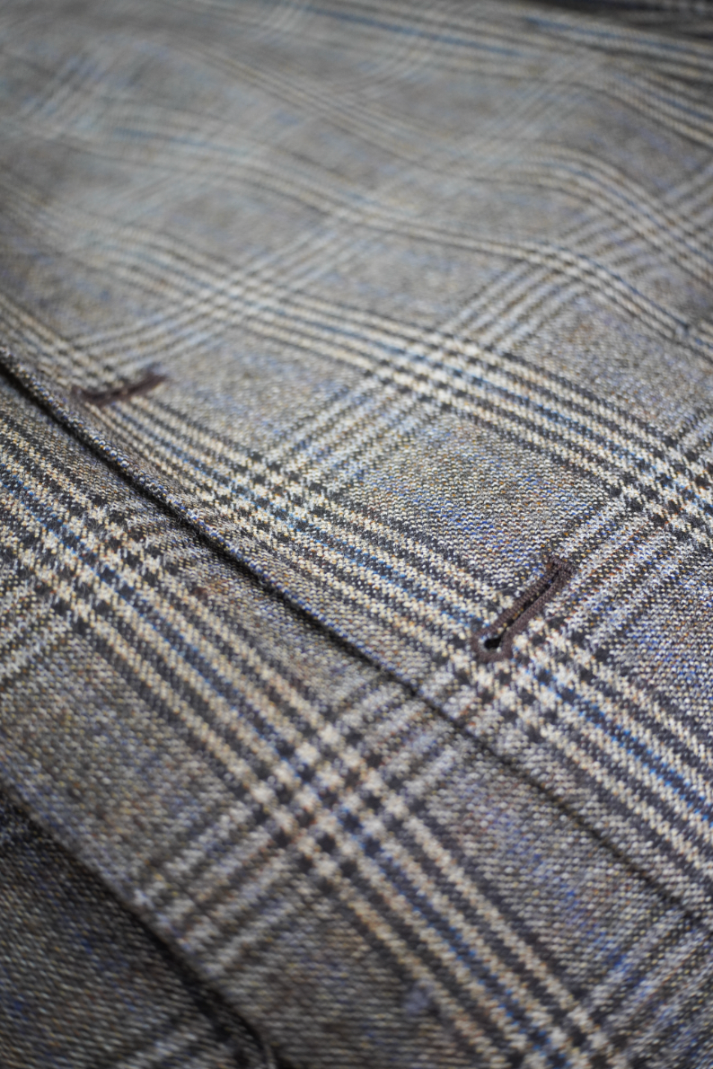 Brown & Blue Plaid Peak Lapel Sport Coat