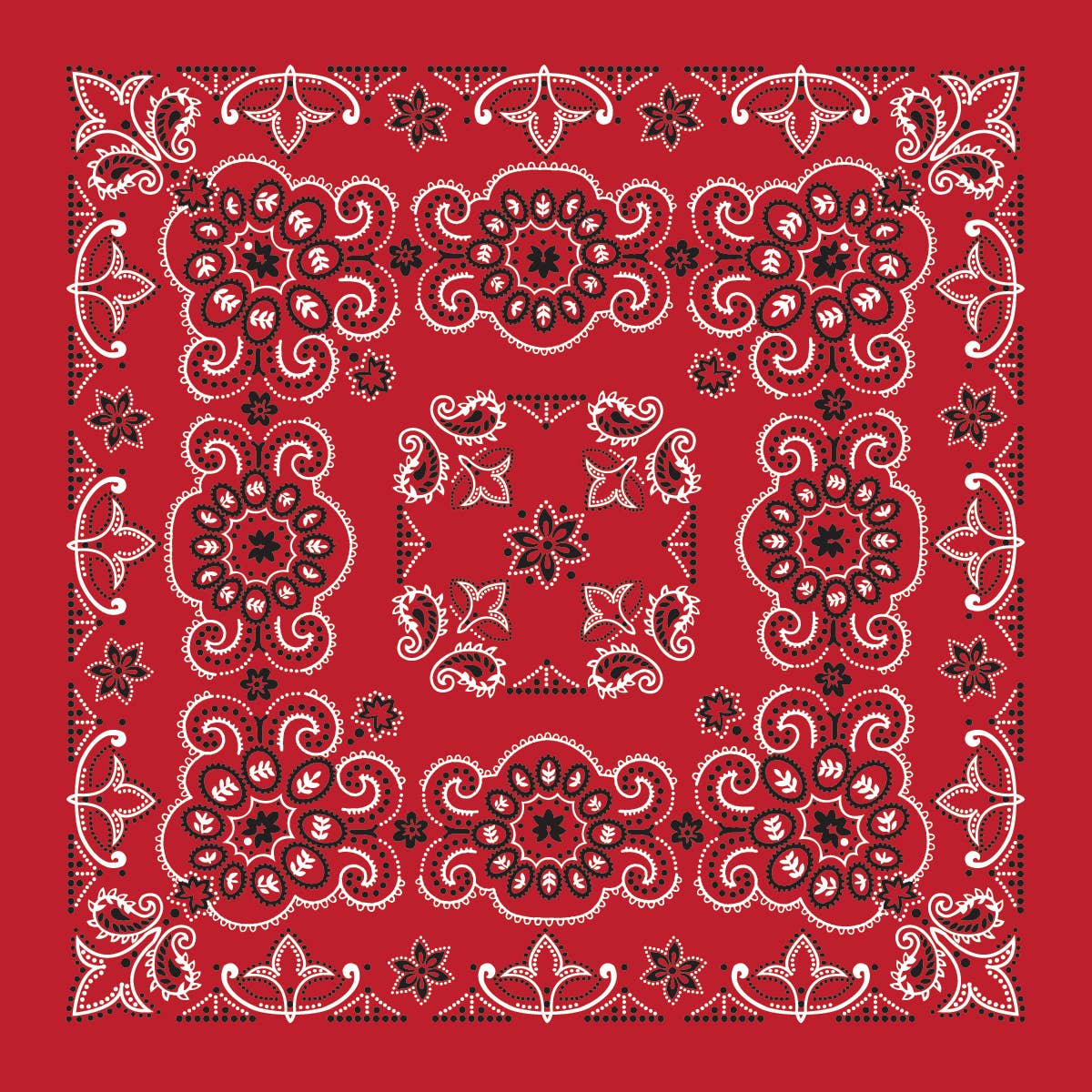 Bandanna - 27" Large Red Texas Paisley