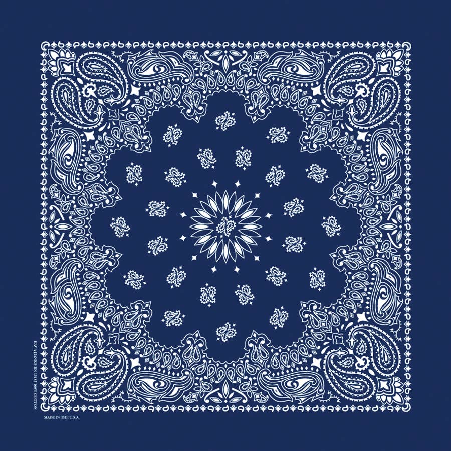Bandanna - 22" MADE IN USA - Navy Paisley