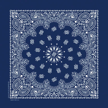Bandanna - 22" MADE IN USA - Navy Paisley