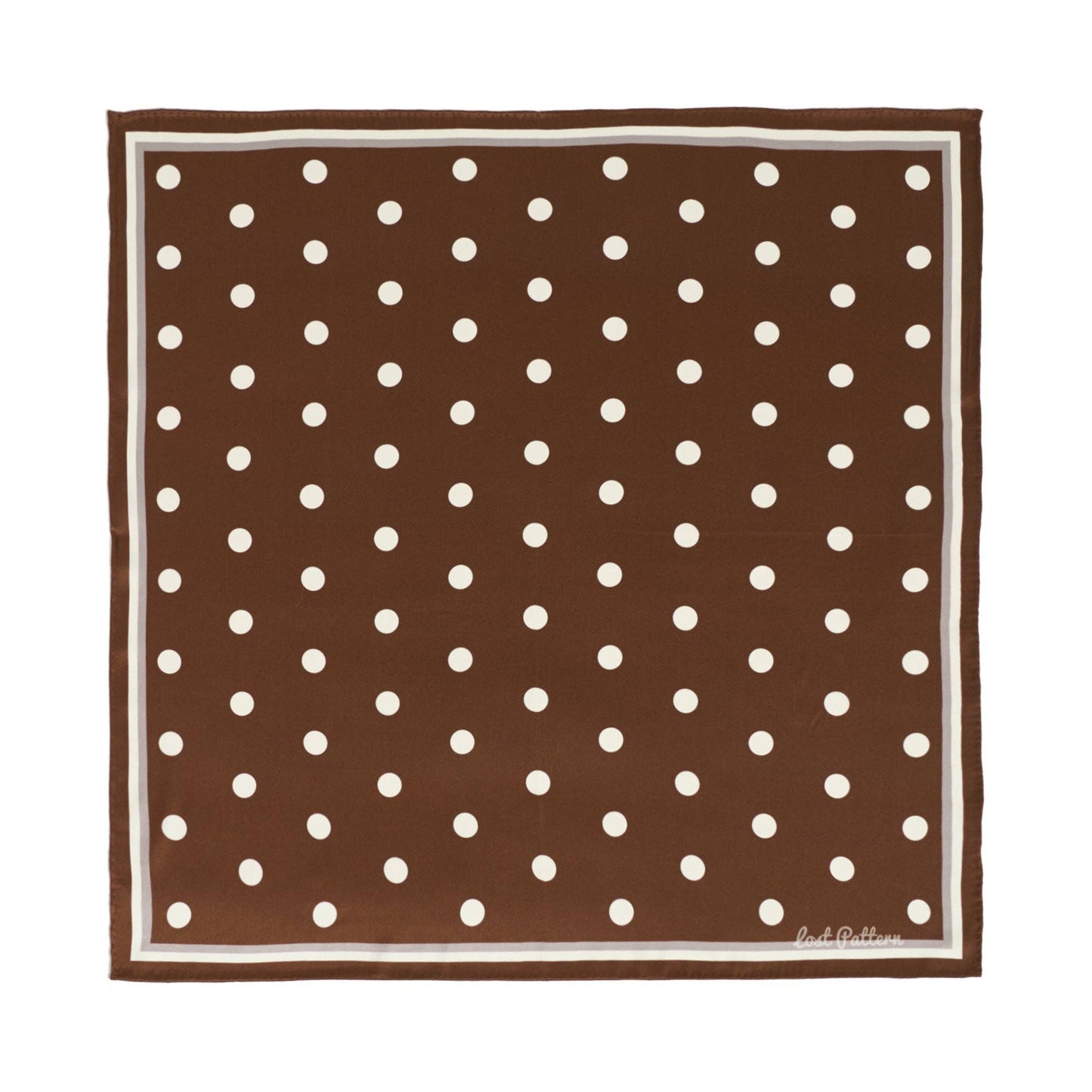 "Retro Polka" Silk Bandana Scarf - Cafe Au Lait