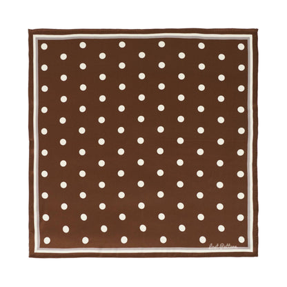 "Retro Polka" Silk Bandana Scarf - Cafe Au Lait