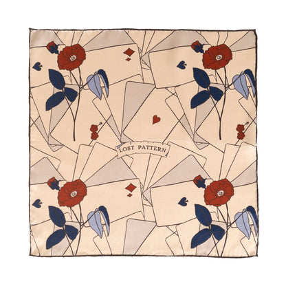 "Camellia"Silk Pocket Square - Khaki