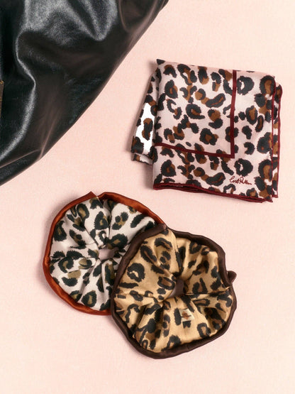 "Spot Chic" Silk Bandana Scarf - Leopard