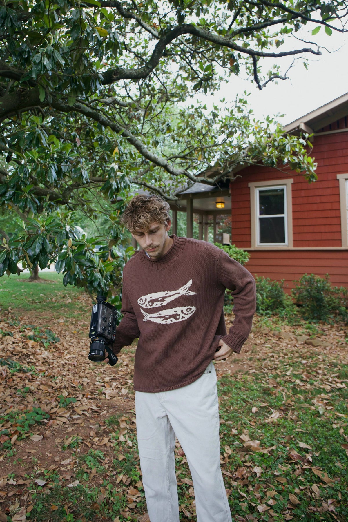 BROWN COTTON FISH SWEATER