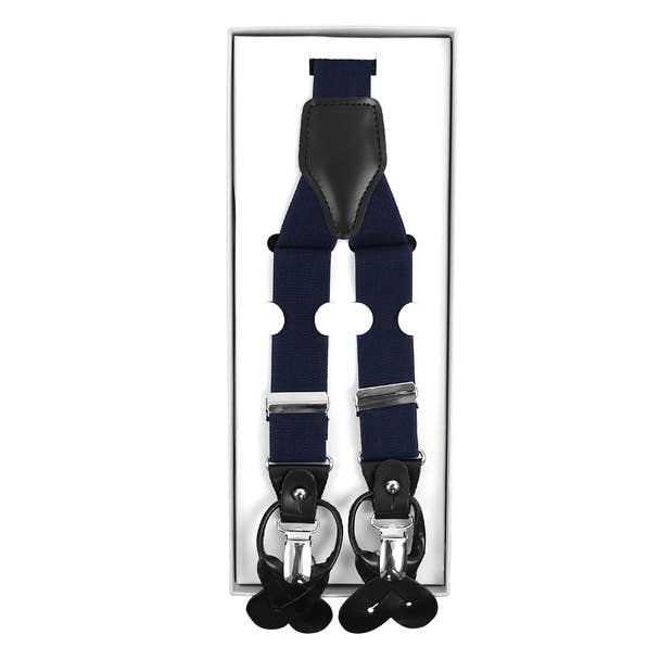 Men's Boxed Convertible Button Strap and Clip-On Suspenders