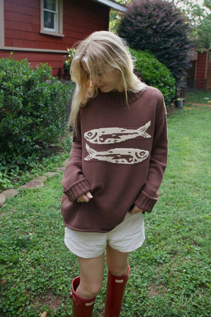 BROWN COTTON FISH SWEATER