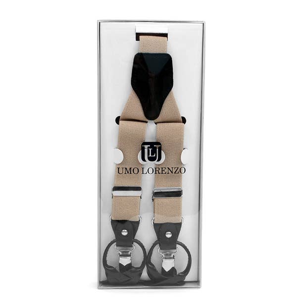 Men's Boxed Convertible Button Strap and Clip-On Suspenders