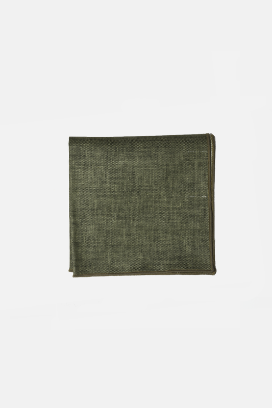 Olive Linen Pocket Square