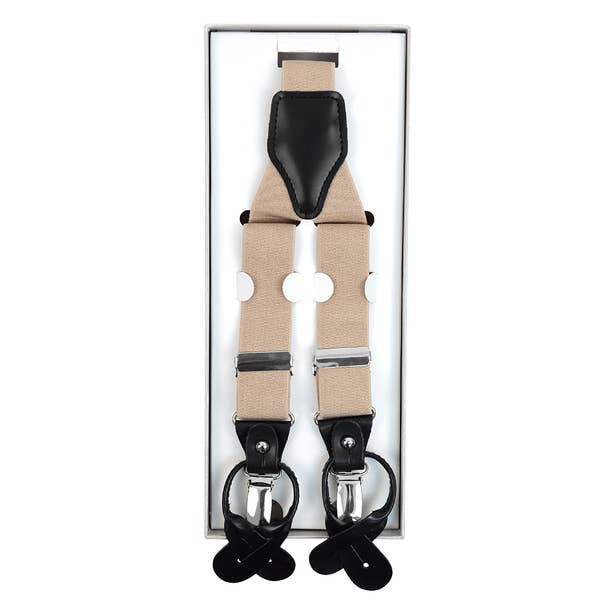 Men's Boxed Convertible Button Strap and Clip-On Suspenders