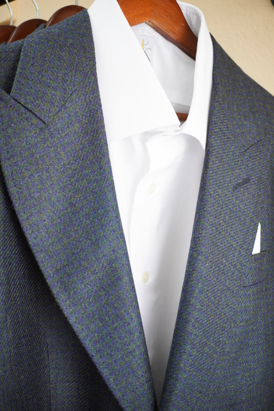 Navy & Hunter Houndstooth Peak Lapel Sport Coat
