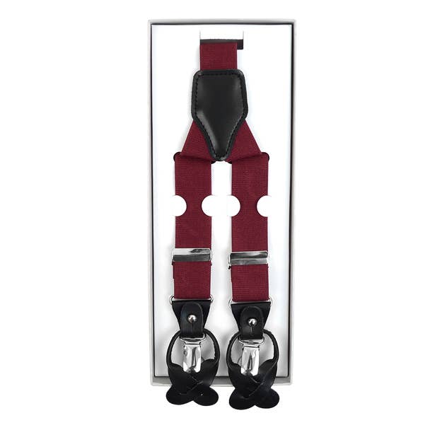 Men's Boxed Convertible Button Strap and Clip-On Suspenders