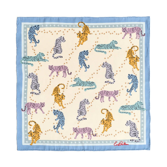 "Neon Tigers" Silk Pocket Square