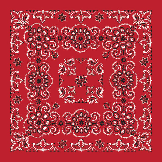 Bandanna - 27" Large Red Texas Paisley