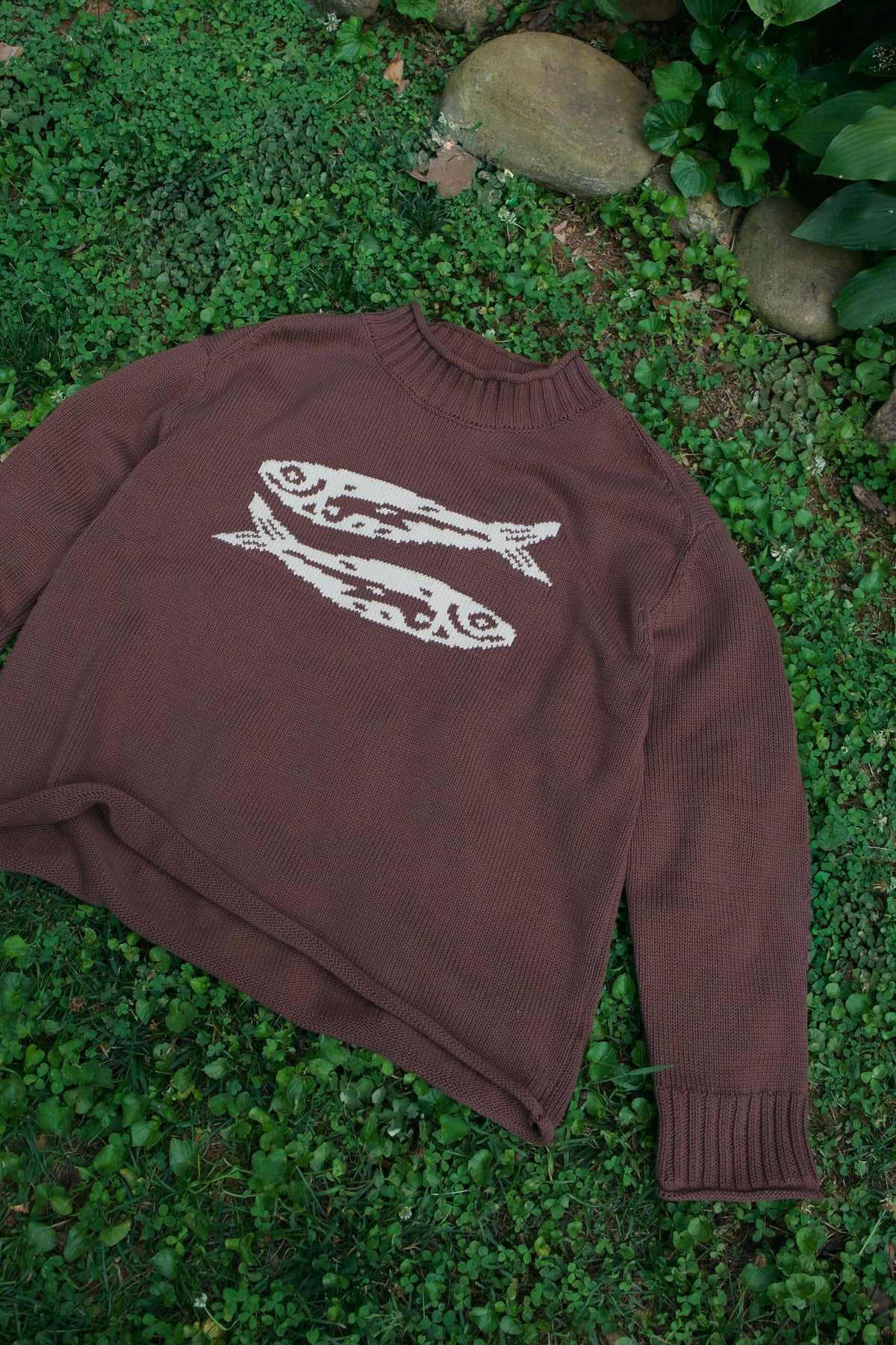 BROWN COTTON FISH SWEATER