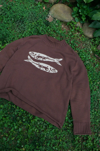 BROWN COTTON FISH SWEATER