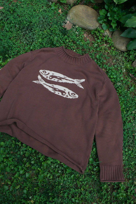 BROWN COTTON FISH SWEATER