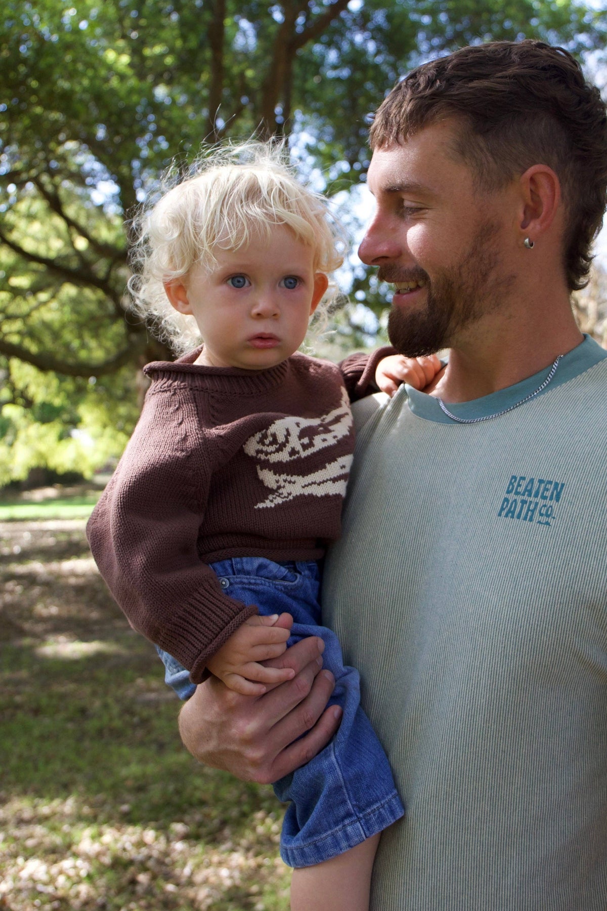 BROWN TODDLER & KIDS COTTON FISH SWEATER