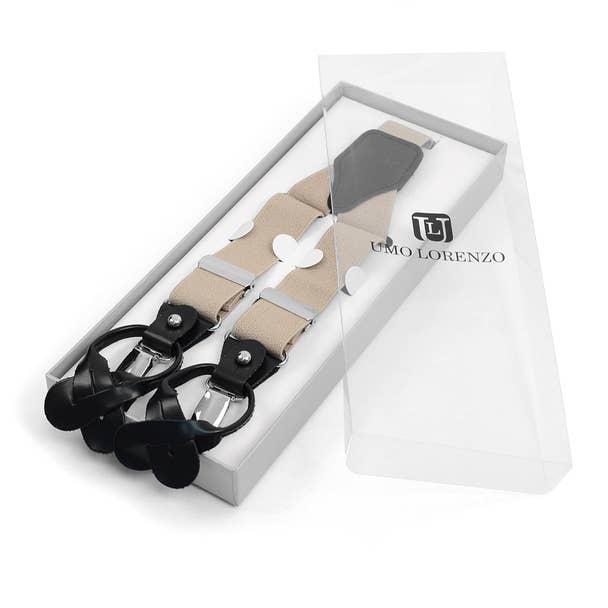 Men's Boxed Convertible Button Strap and Clip-On Suspenders
