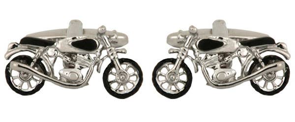 Motor Bike Rhodium Plated Cufflinks