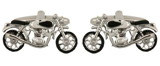 Motor Bike Rhodium Plated Cufflinks