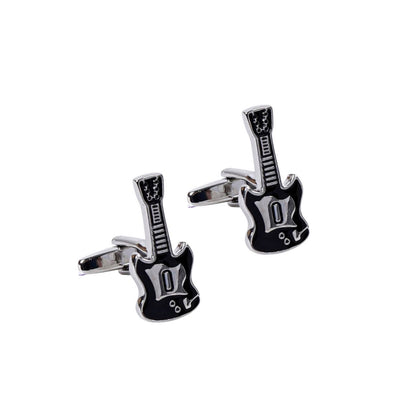 Silver Guitar Novelty Cufflinks-CL1841