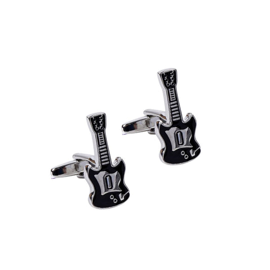Silver Guitar Novelty Cufflinks-CL1841
