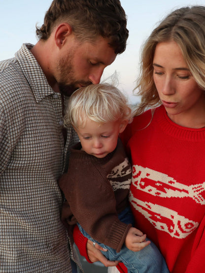 BROWN TODDLER & KIDS COTTON FISH SWEATER