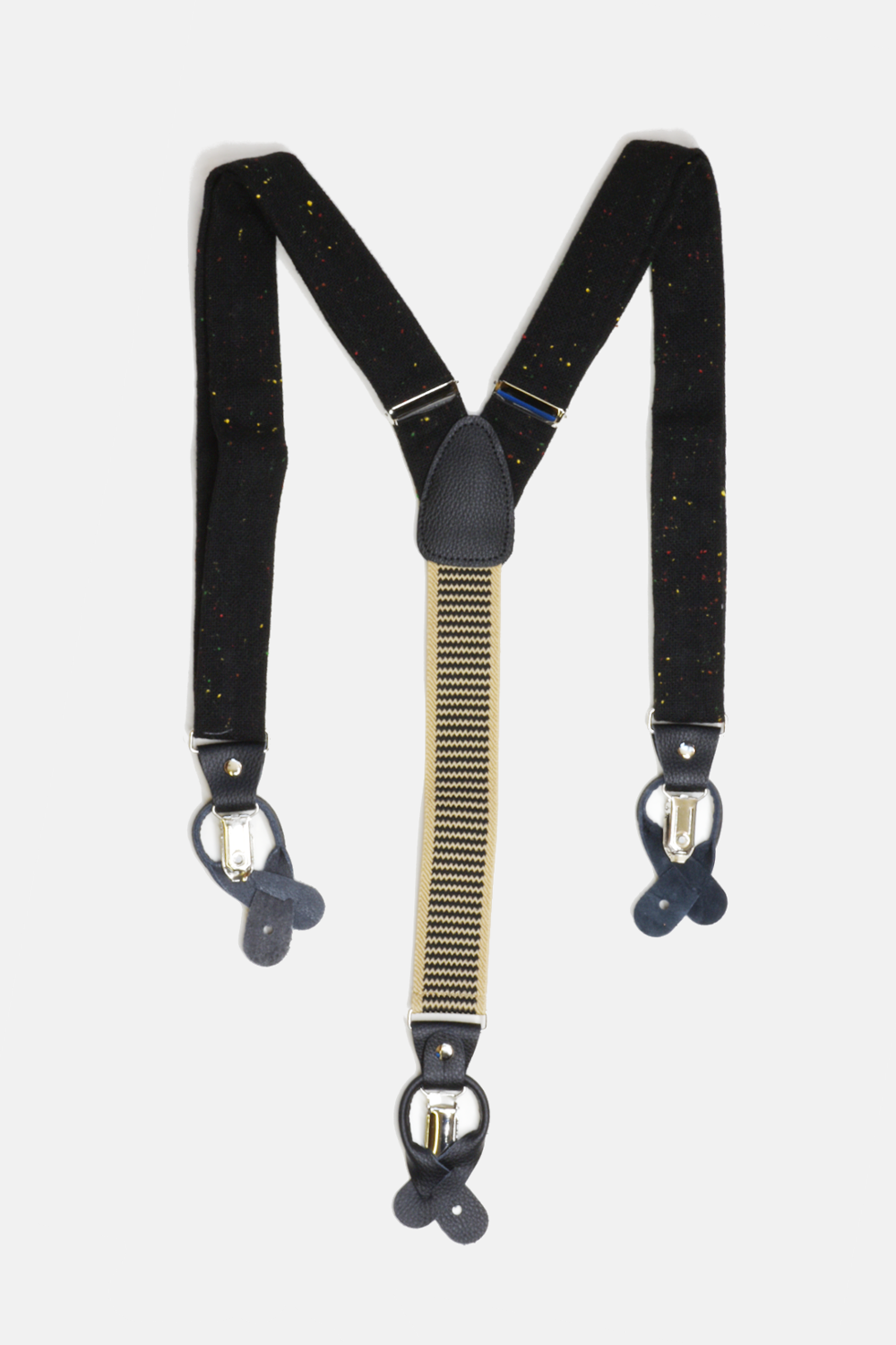 Speckled Black Wool Suspender