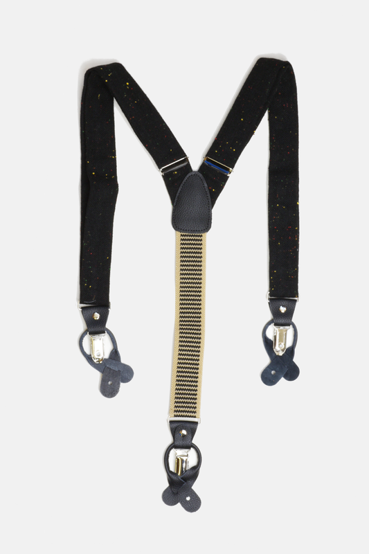 Speckled Black Wool Suspender